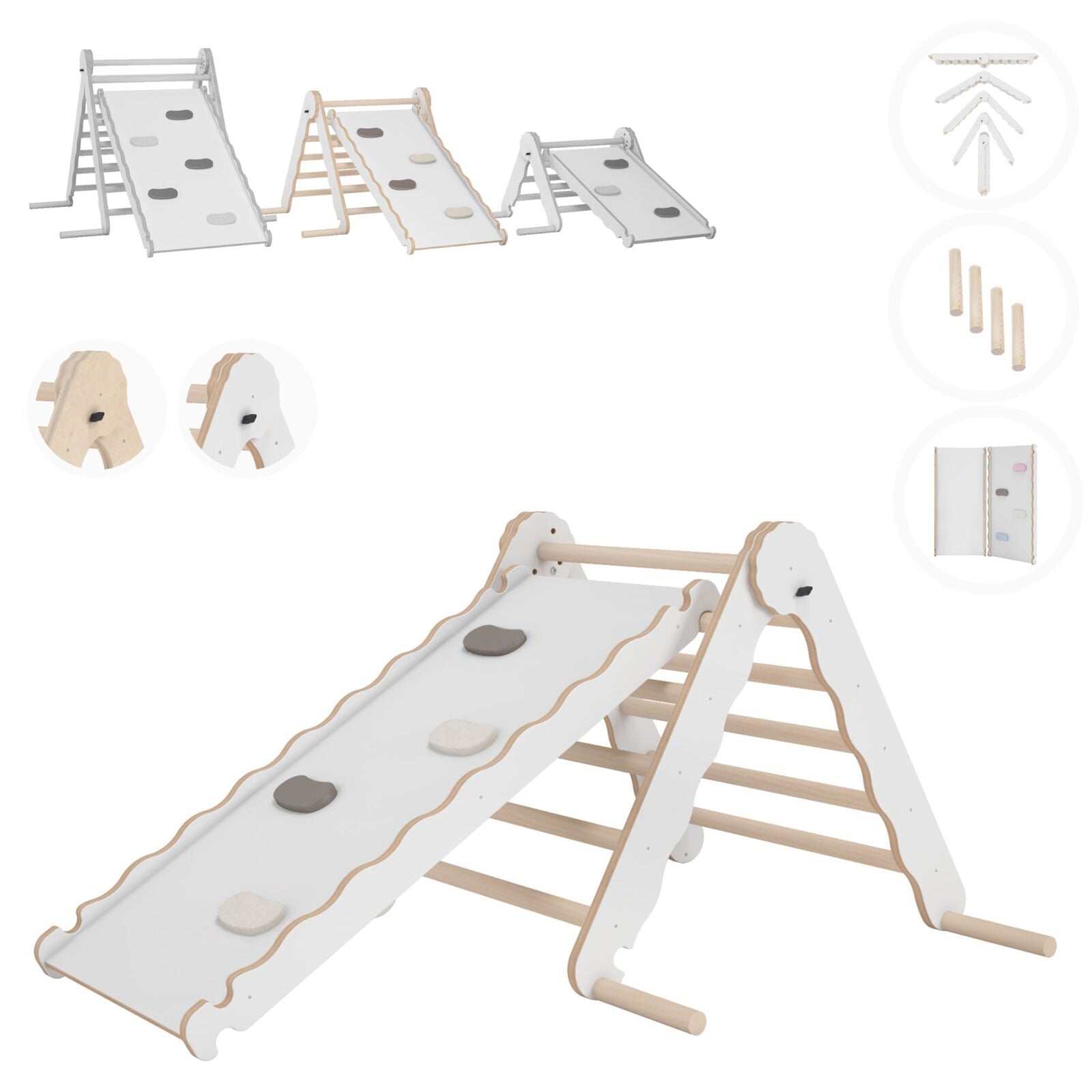 Triangle de Pikler et rampe bois - jouet de motricité intérieur enfant MAMOI
