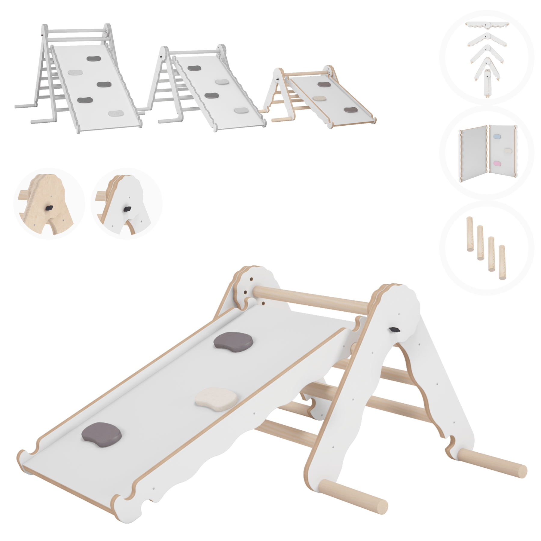 Triangle de Pikler et rampe bois - jouet de motricité intérieur enfant MAMOI