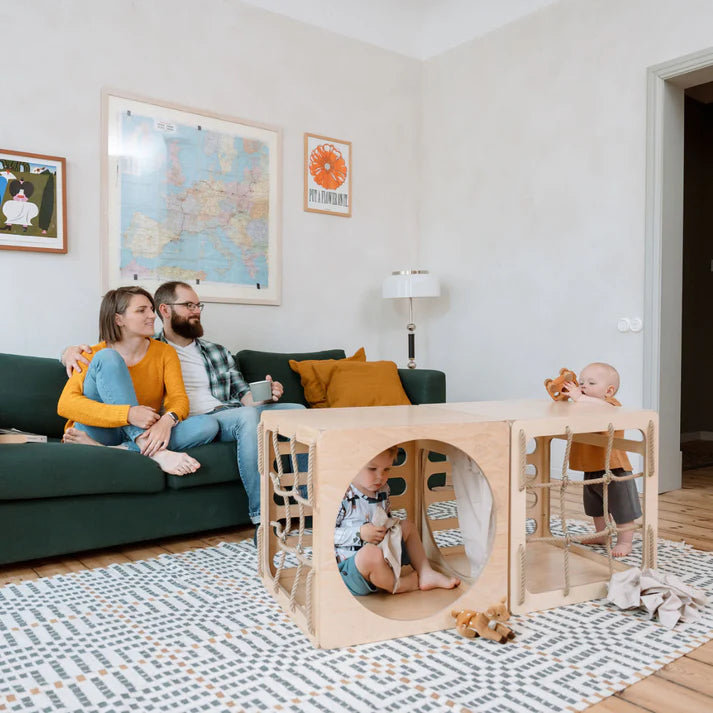 Cube d’escalade & cabane de jeu modulable en bois CUBITRI