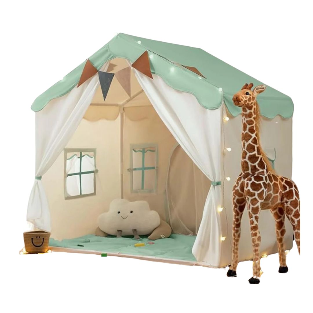 Tente enfant avec tapis rembourré, fanions et guirlande 89P x 130l x 130H