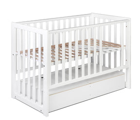 Berceau bébé 120x60cm YappyDue blanc avec sommier réglable et tiroir