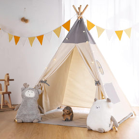 Tipi enfant avec tapis, fixateur et guirlande 120Lx120lx150H