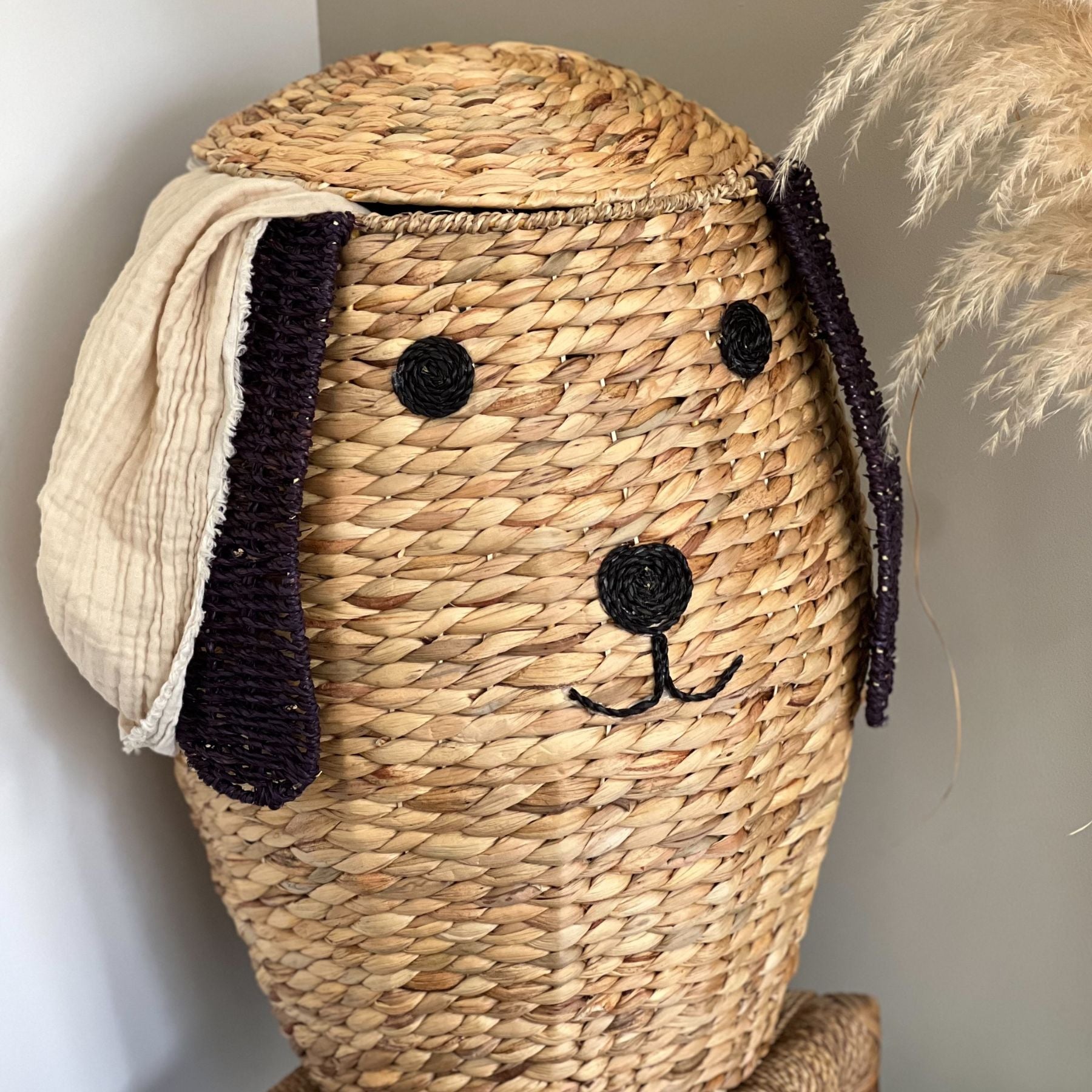 Water hyacinth basket, Max the Dog