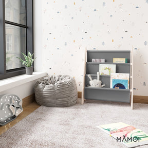 Bibliothèque enfant MAMOI en bois & tissu – 52×25×63 cm