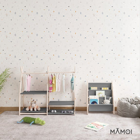 Bibliothèque enfant MAMOI en bois & tissu – 52×25×63 cm