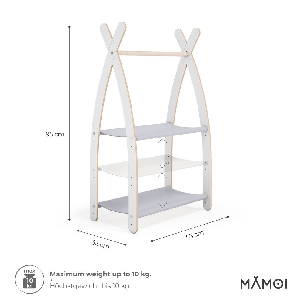 Portant chambre enfant MAMOI en bois blanc 53×32×95 cm