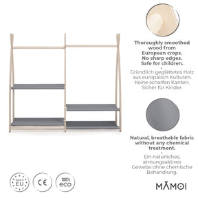 Portant à vêtements enfant MAMOI – bois naturel 106 × 32 × 95 cm
