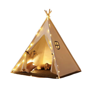 Tipi enfant avec tapis, fixateur et guirlande 120Lx120lx150H
