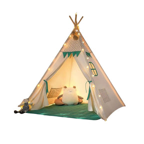Tipi enfant avec tapis, fixateur et guirlande 120Lx120lx150H
