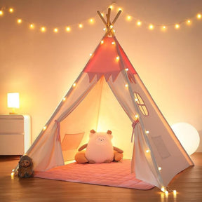 Tipi enfant avec tapis, fixateur et guirlande 120Lx120lx150H