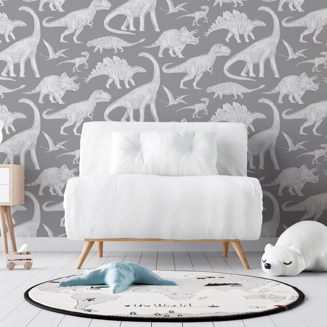 Papier peint dinosaure gris Pastelowe Love - Wallpapers par Pastelowe Love