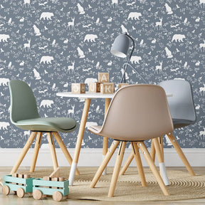 Papier peint animaux de la forêt bleu Pastelowe Love - Wallpapers par Pastelowe Love